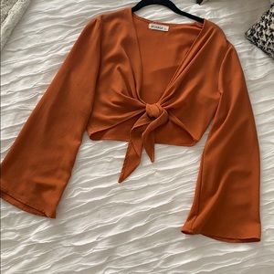 Reverse Rust Orange Tie Crop Top
